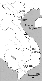 Kort over det delte Vietnam